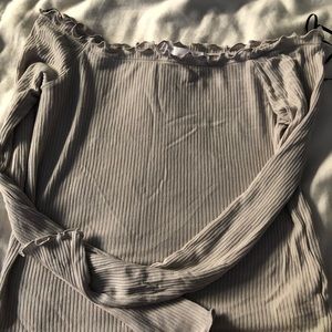 OFF THE SHOULDER LIGHT BLUE SHIRT VERY STRETCHY 💕